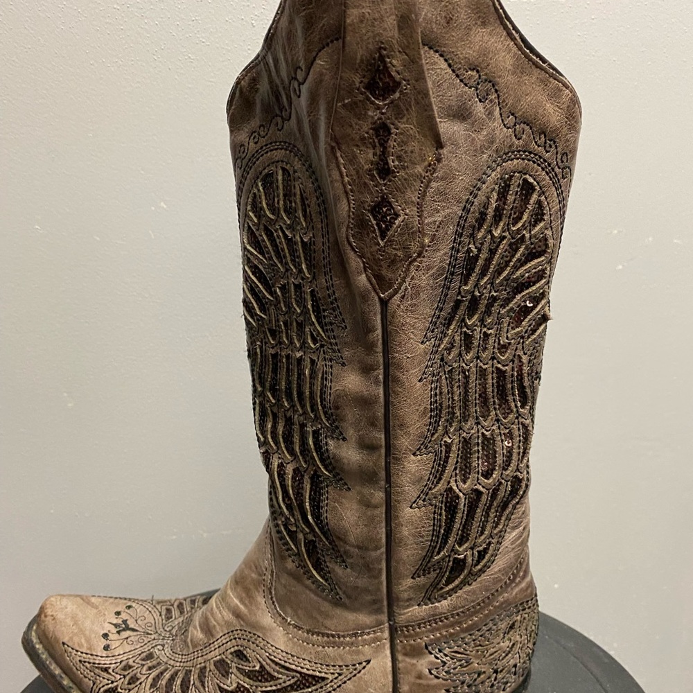 Corral Tan Leather Boots with Black Logo